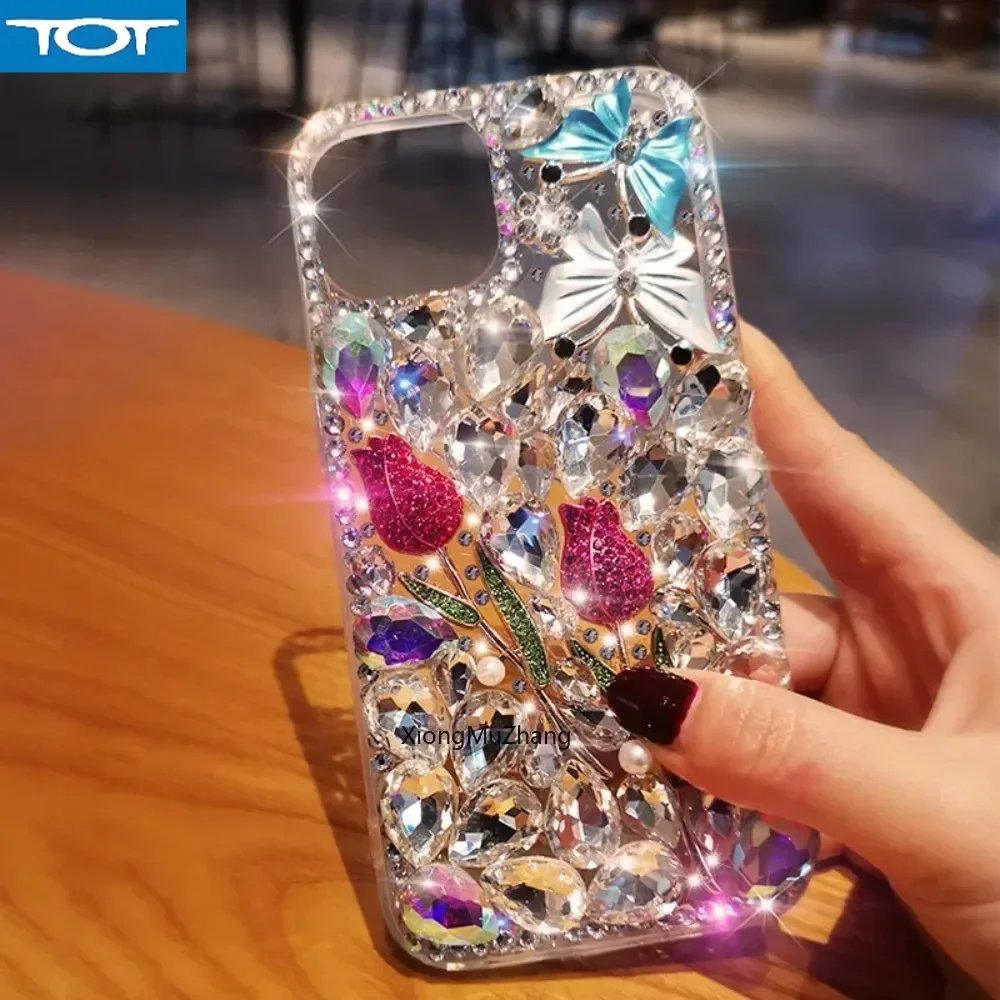 Rose Butterfly Flower Diamond Custom Case for ASUS ZS672KL ZS670KL ZS671KL ZS590KS for Zenfone 11 Ultra 10 9 8 8 Filp 7 7 Pro
