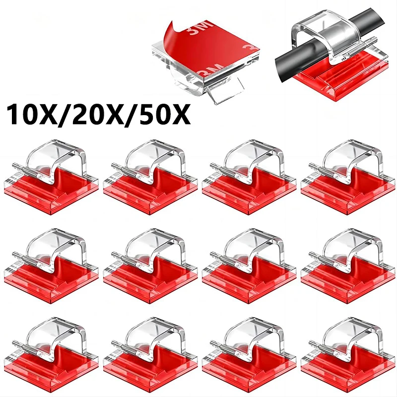 10/20/50PCS Usb Cable Organizer Clips for USB Charging Data Lines Bobbin Winder Wall Mounted Wire Holder Self-adhesive Wire Clip