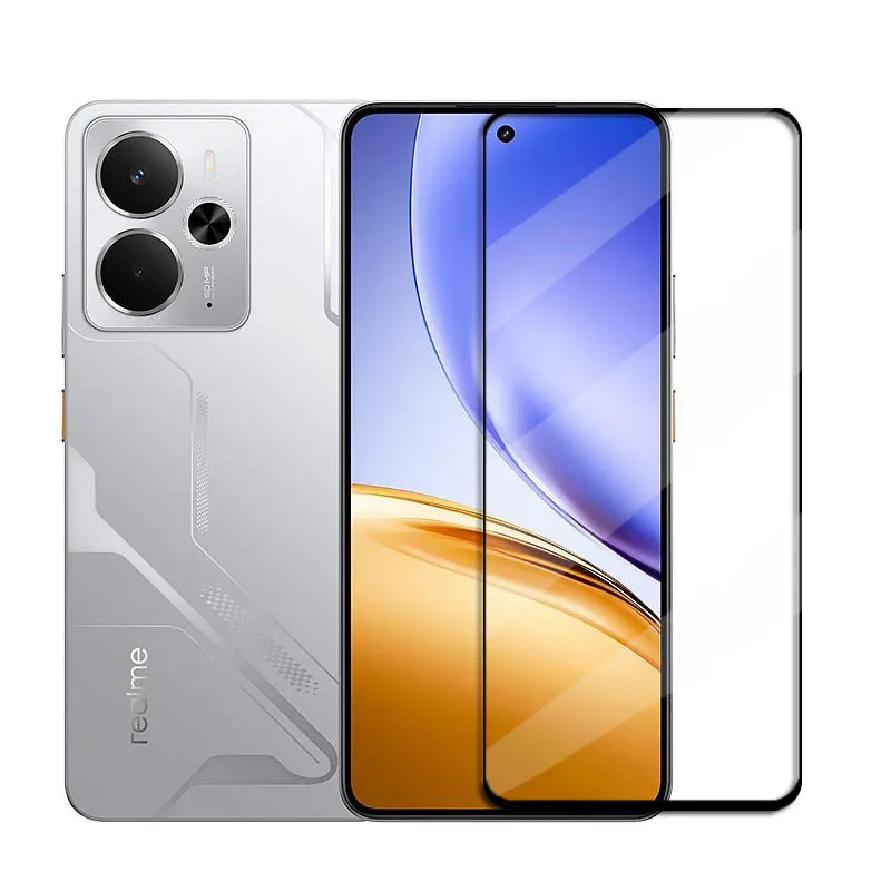 غطاء كامل من الزجاج المقسى لهاتف Realme 14T 5G زجاج Realme 14T واقي للشاشة طبقة عدسة الهاتف الواقية لـ Realme 14T