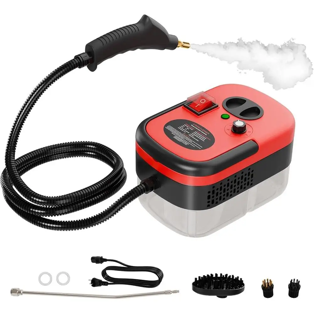 Handheld Steam Cleaner 2500W Portable Pressure Cleaner 3 Brush Heads 6 Adjustable Gears Home Floor Kitchen Bathroom Car Use