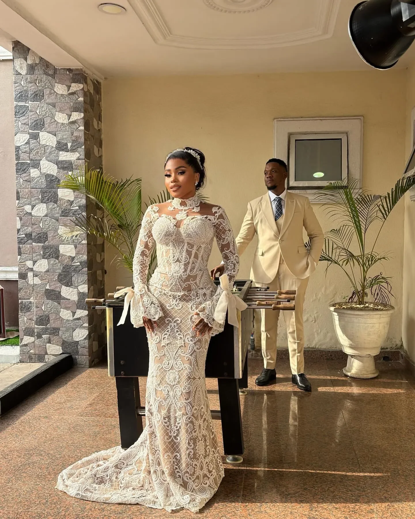 Arabische Aso Ebi Illusion Meerjungfrau Brautkleider Blumenspitze Applikation Volle Ärmel Vintage Charmante Brautkleider maßgeschneidert
