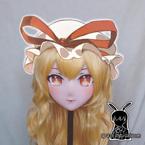 (Rabbit 20) Resin Crossdress Pretty Girl 3/4 Head BJD Doll Mask Cartoon Anime Yakumo Yukari Cosplay Kigurumi Mask Crossdresser