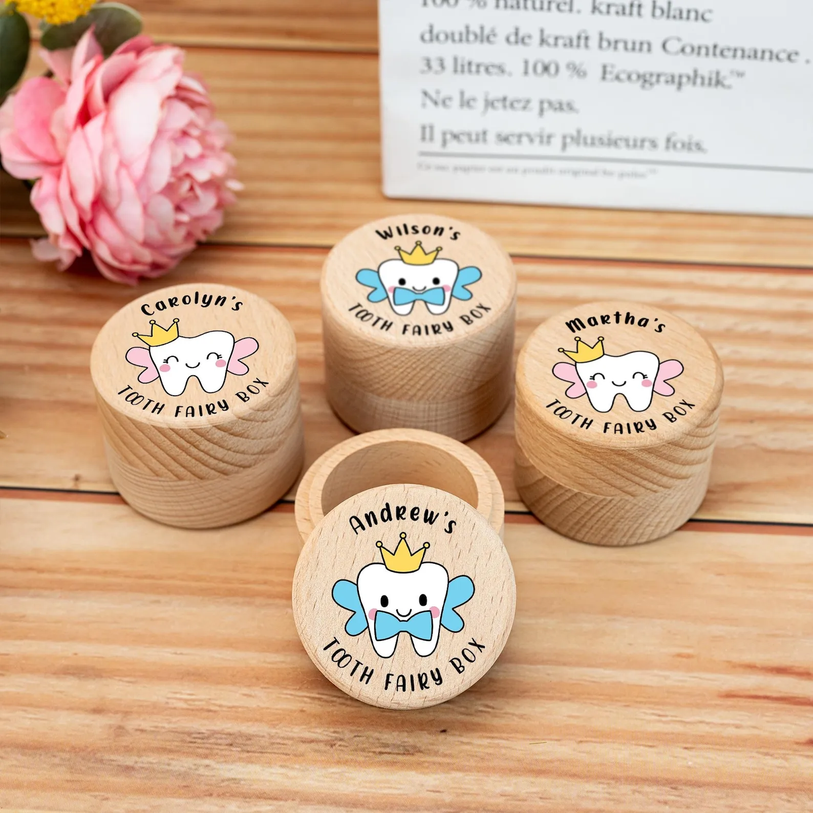 Custom Name Tooth Fairy Box Personalised Wooden Tooth Fairy Coin Box Boy Girl Tooth Box Keepsake Birthday Gifts Shower Gift