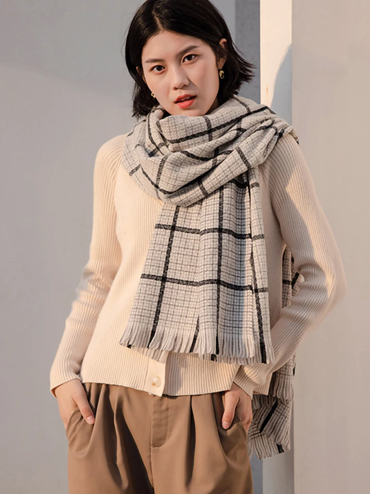 Imitation Cashmere Elegant Women Scarf Winter Sweet Casual Plaid Soft Mujer Femme Warm Blanket Wrap Shawl Scarves Stoles Muffler