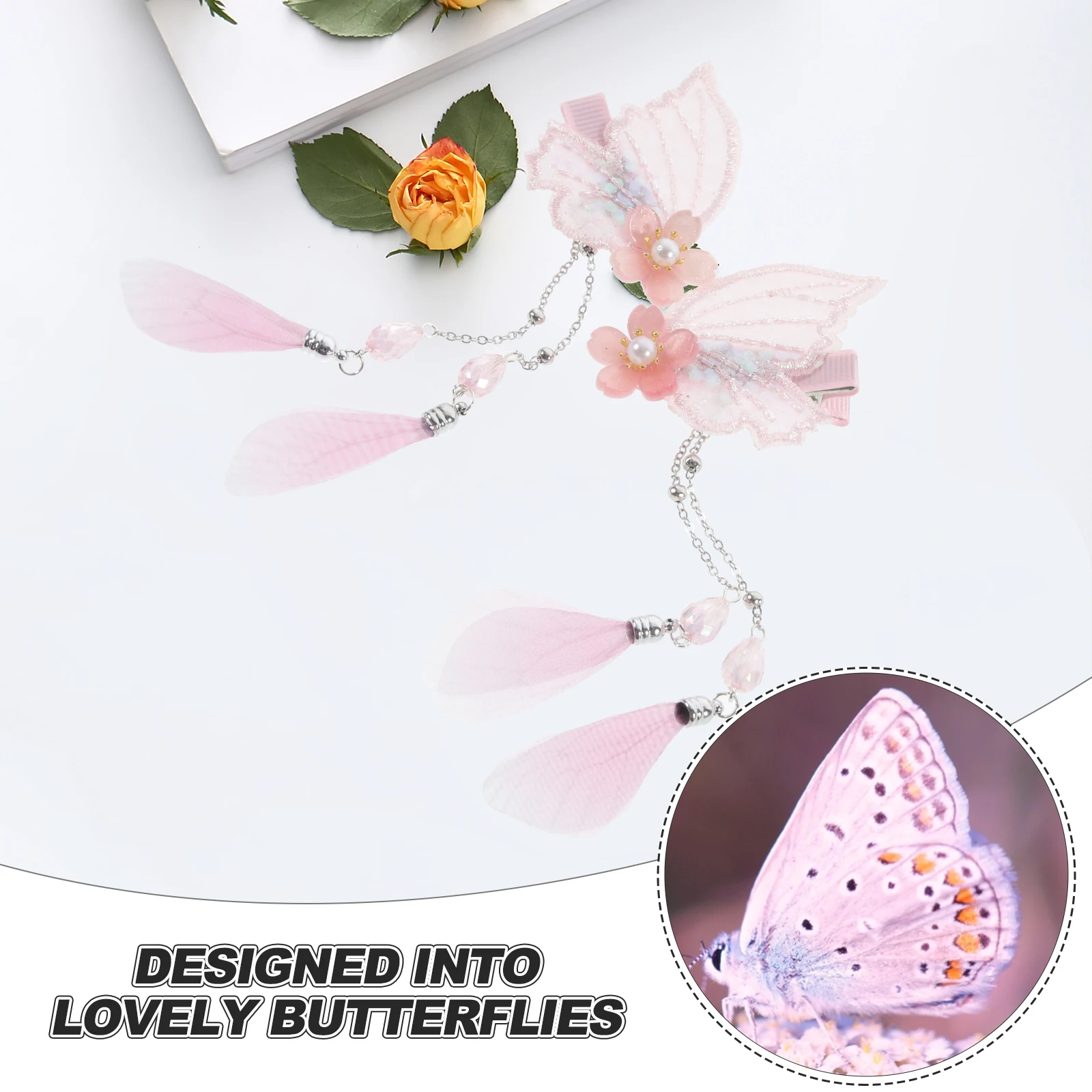 

2pcs Butterflies Hair Clips Lovely Tassel Hairpin Cute Barrettes Bridal Accessories Bright Colors Easy Wear Gifts