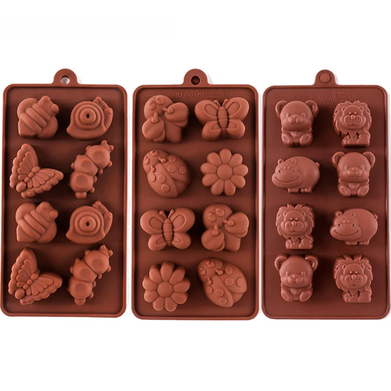 3pcs Silicone Molds Non-stick Chocolate Candy Soap Mold Making Kit Forest Theme Different Shapes Animals Silicone Baking mould