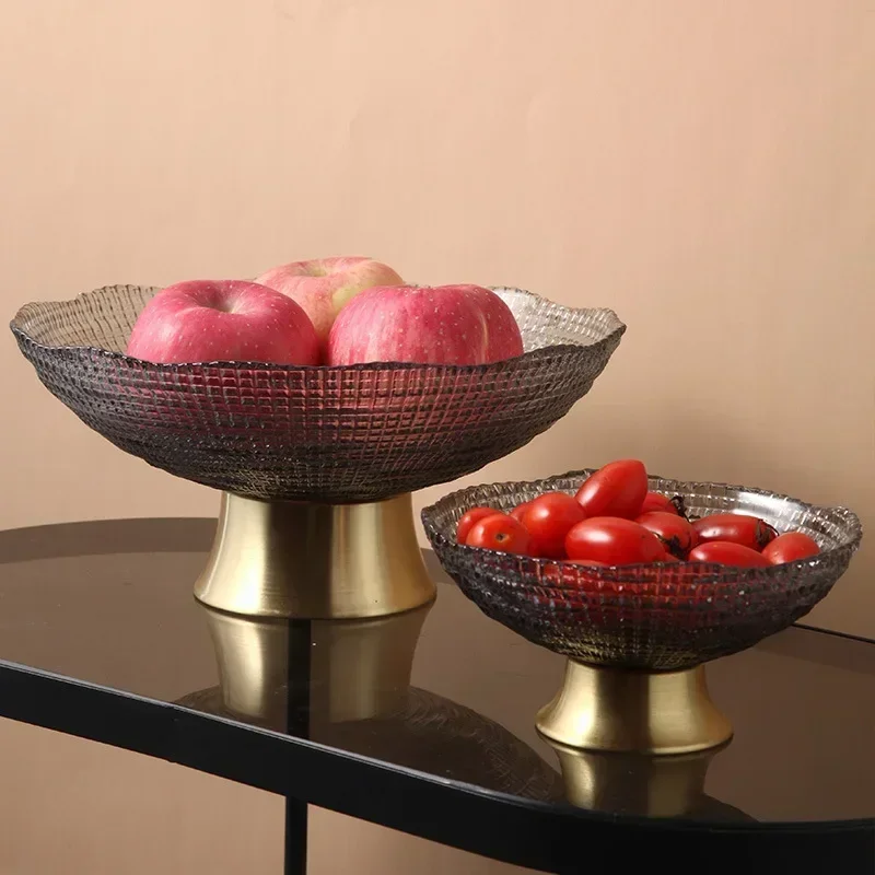 Glass Fruit Plate Christmas Fruit Decoration Bowl Glass Candy Plate Large Candy Bowl Kitchen Table Home Decoration Fruit Tray