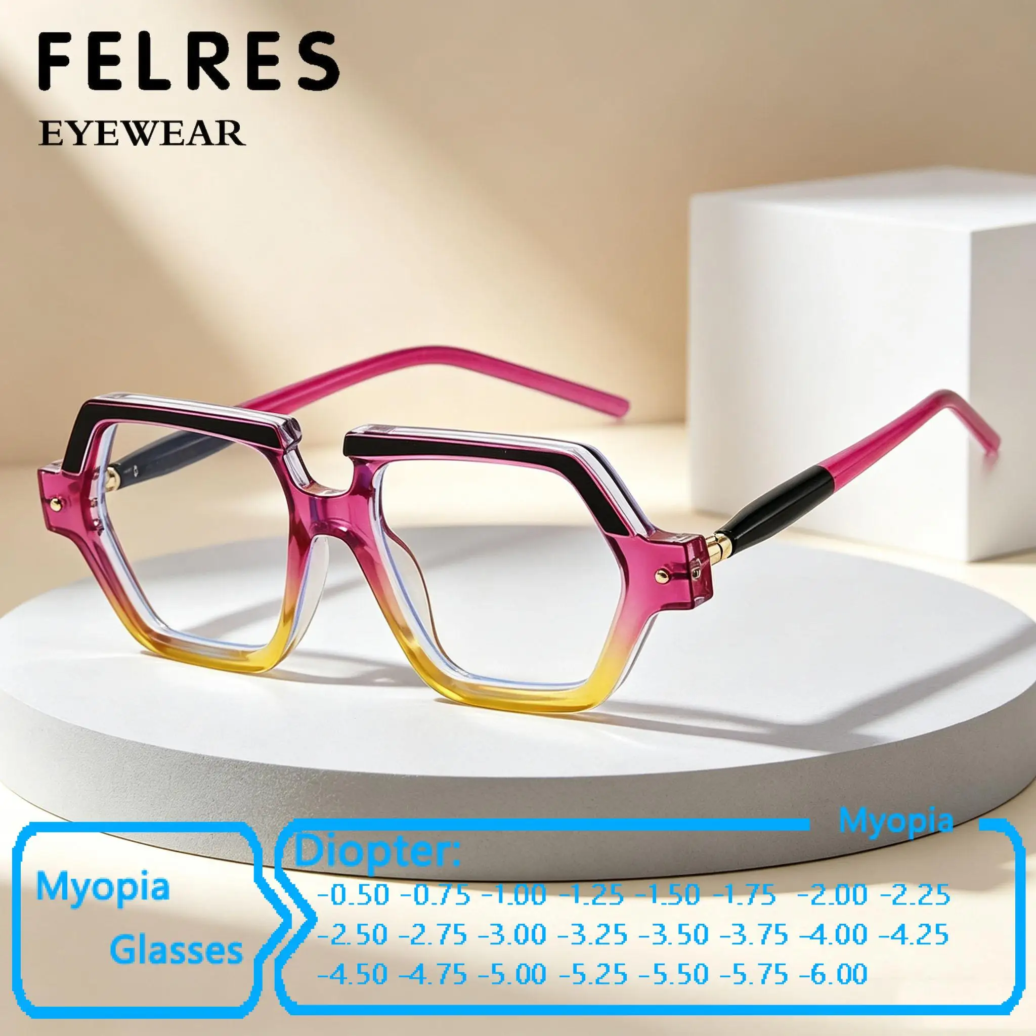 Irregular Blue Light Blocking Myopia Glasses Fashion Driving Optical Women Nearsighted Eyewear Prescription Negative Diopter
