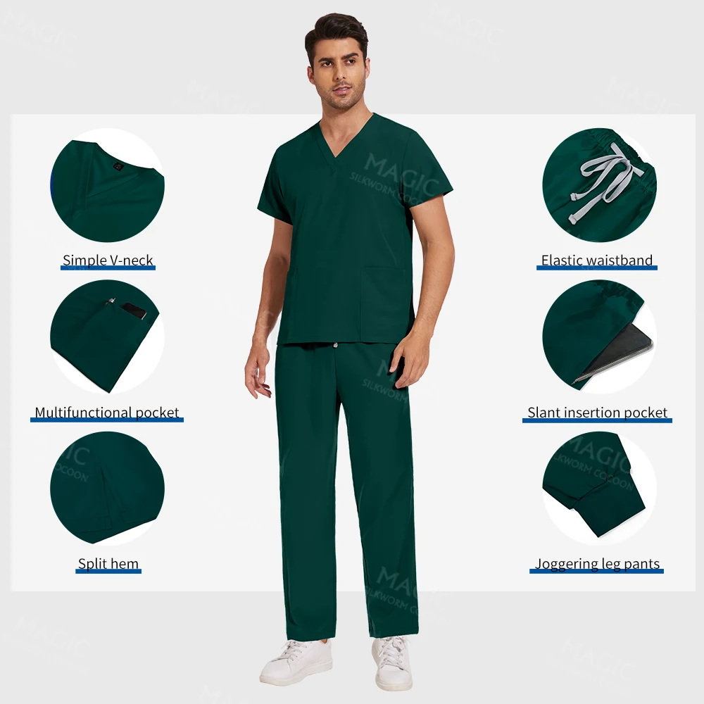 Scrubs Outwear for Men Women's Nursing Top Pants Nurse Accessories Multicolor Surgical Uniformes Clinicos Doctor Set Medica Suit