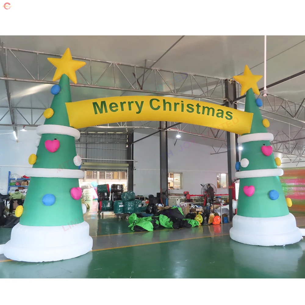 Fast Shipping Advertising Christmas Tree Inflatable Archway Christmas Inflatable Arch Entrance with Blower for Sale