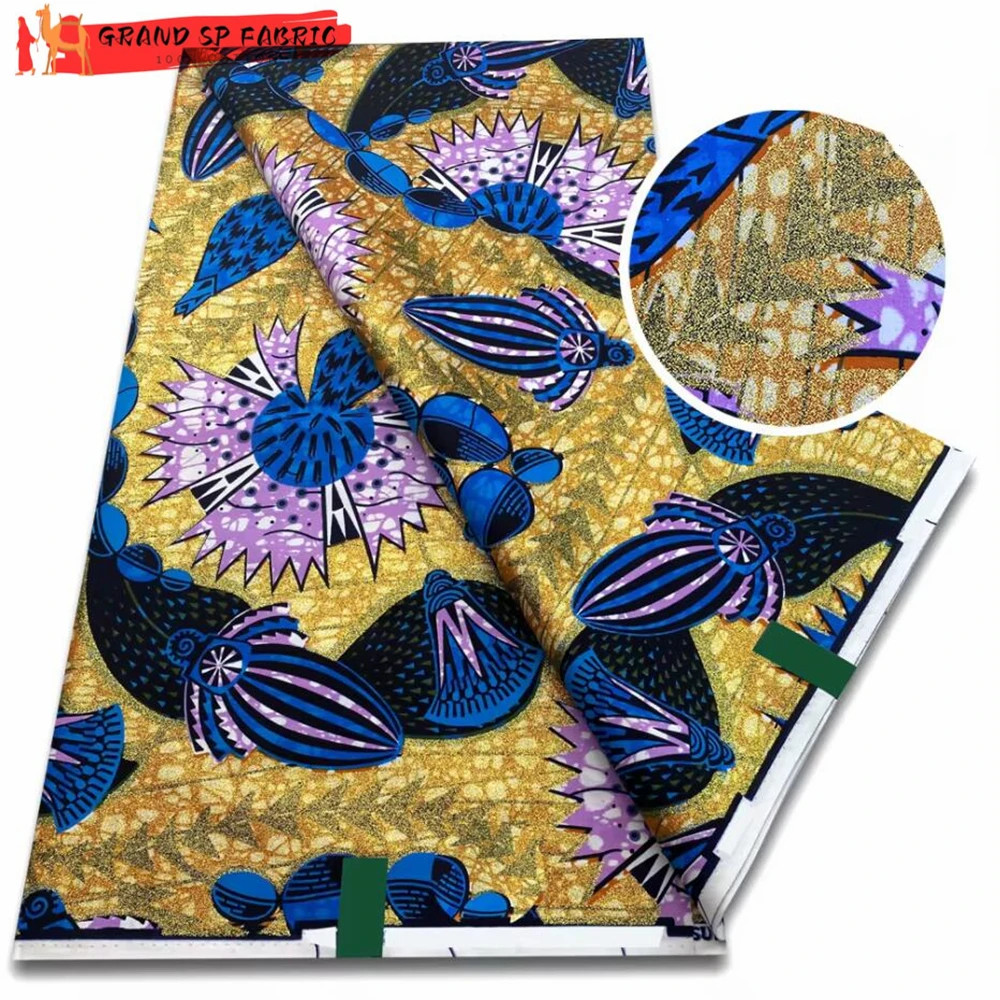 Grand Super 100% Cotton African Wax Fabric High Quality Wax Print Ankara Fabric For Sewing 6yards Women Fabric VLS3126