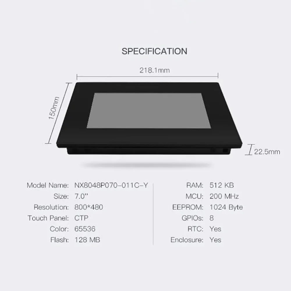 

NEXTION 7.0" Touch Display Intelligent Series HMI IPS RGB 65K Capacitive Touchscreen With Enclosure NX8048P070-011C-Y 7.0inch