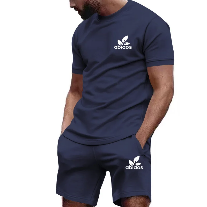 

2026 men's summer short sleeved set, breathable and super comfortable jogging shorts, casual and fashionable two-piece set