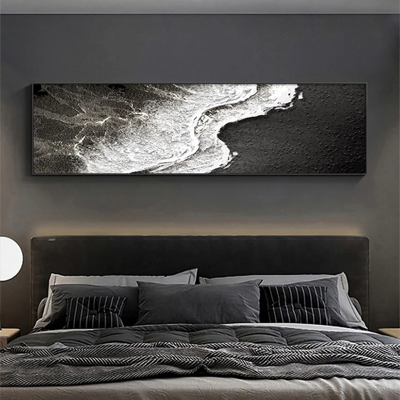 

sea landscape bedroom painting master bedroom bedside decorative painting black and white abstract living room hanging painting