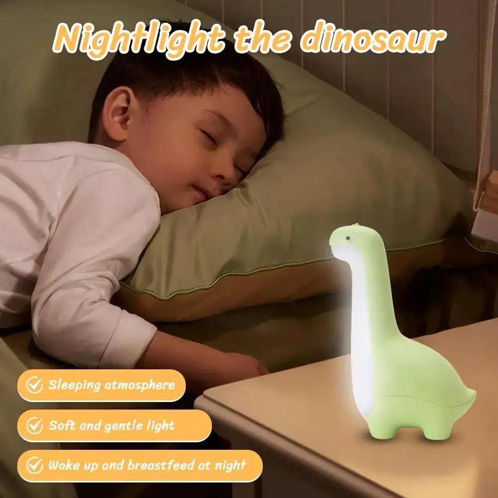 Dinosaur Night Light Cute Children's Night Light Eye Protection Bedside Timing Lamp USB Charging Room Decoration Children's Gift