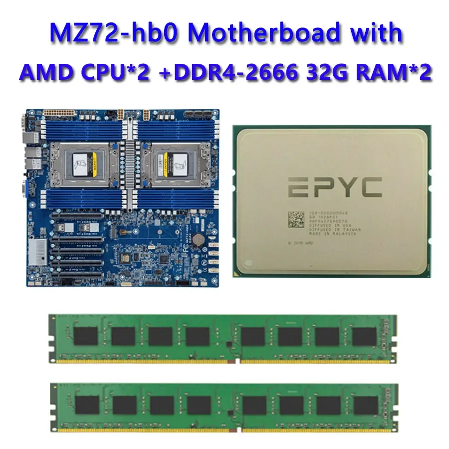 

Для Supermicro MZ72-HB0 v3.0 Herboard с двумя EPYC 7452 7413 7513 7713 7302 7352 Процессор DDR4 32 ГБ 2666 МГц * 2 ОЗУ Память