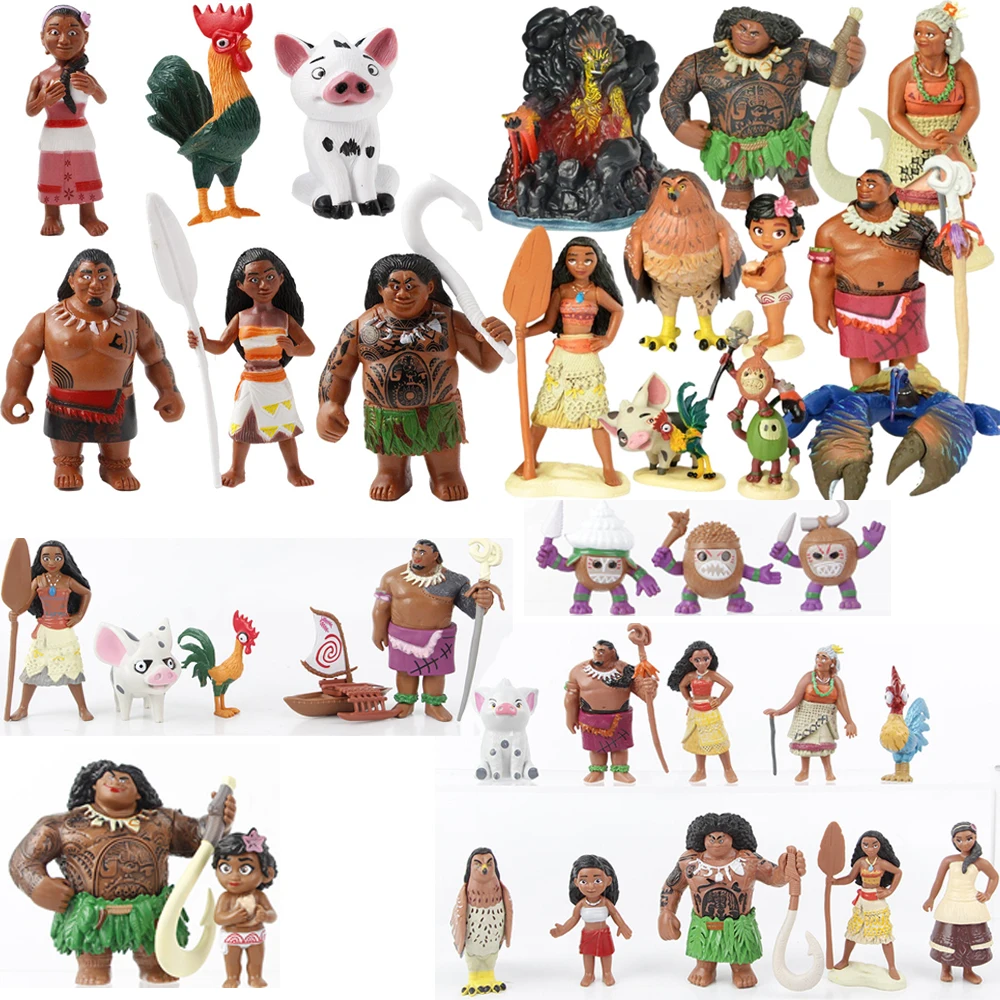 Figuras de acción de dibujos animados de Moana, Princesa Maui, Jefe Tui Tala, Heihei Pua, colección de modelos, muñecas lindas, juguetes para niños, regalos de Navidad