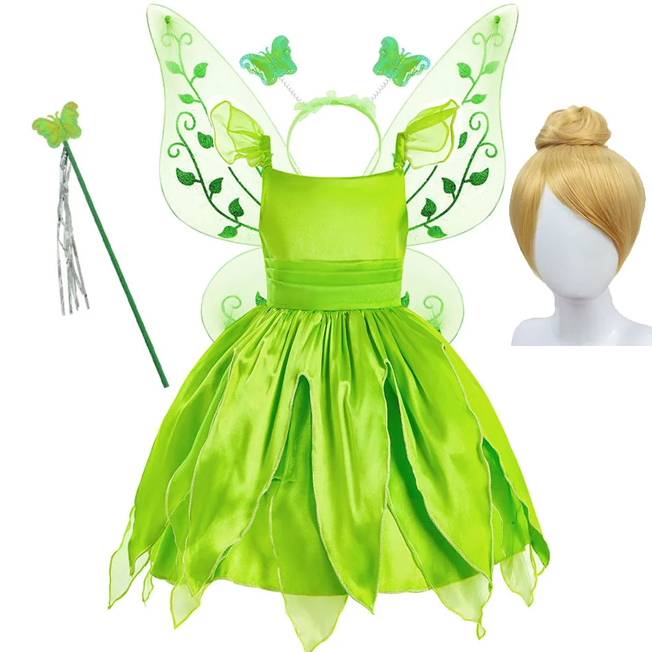 2024 Girls Dress Baby Princess Evening Ruffles Fantasy Children Green Fairy Cosplay Carnival Costume Sleeveless Pageant Clothe