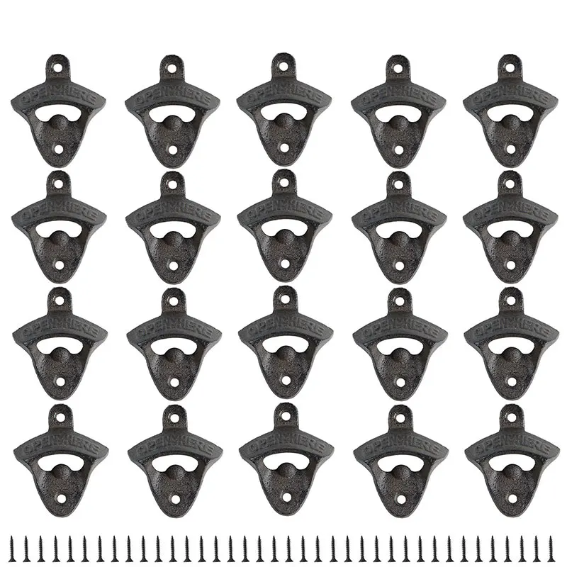 40Pcs Stainless Wall Mounted Magnetic Beer Bottle Opener with Magnetic Cap Catcher Built-in Rustic for Beer Lovers