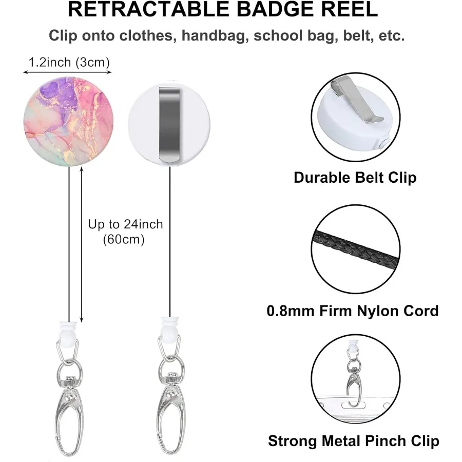 شارة بكرات قابل للسحب مع حلقة تسلق بكرة كليب عامل شارة حامل حزام الطويق الهوية ID شارة حامل حالة ممرضة طبيب #3