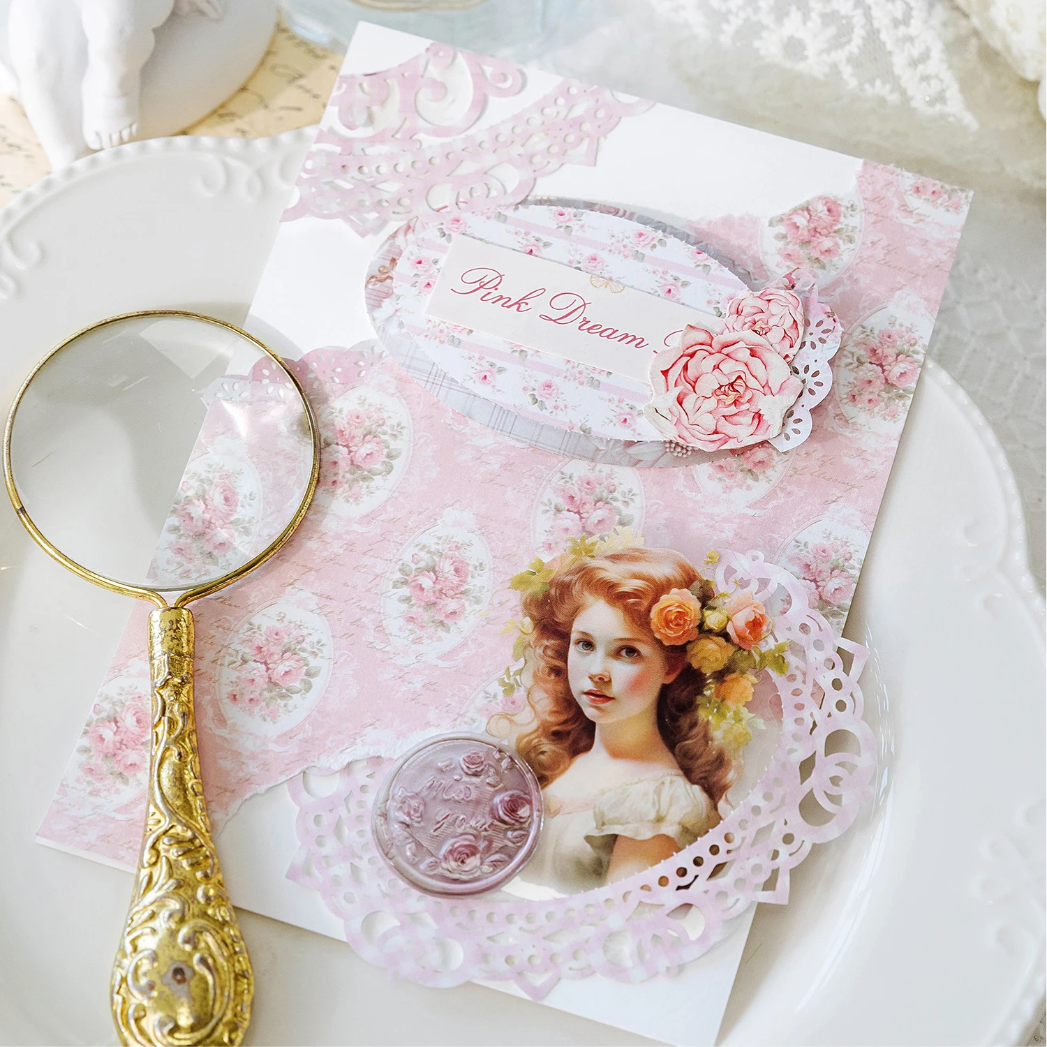 Blocco note di carta decorativo retrò adorabile della serie Lace Flower Dream da 12 pacchi/lotto