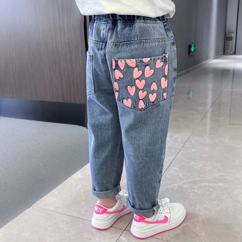 

Girls' Spring and Autumn Blue Slim Jeans 2026 New Product Casual Casual Trousers Children's Pants 2-8 Years Old