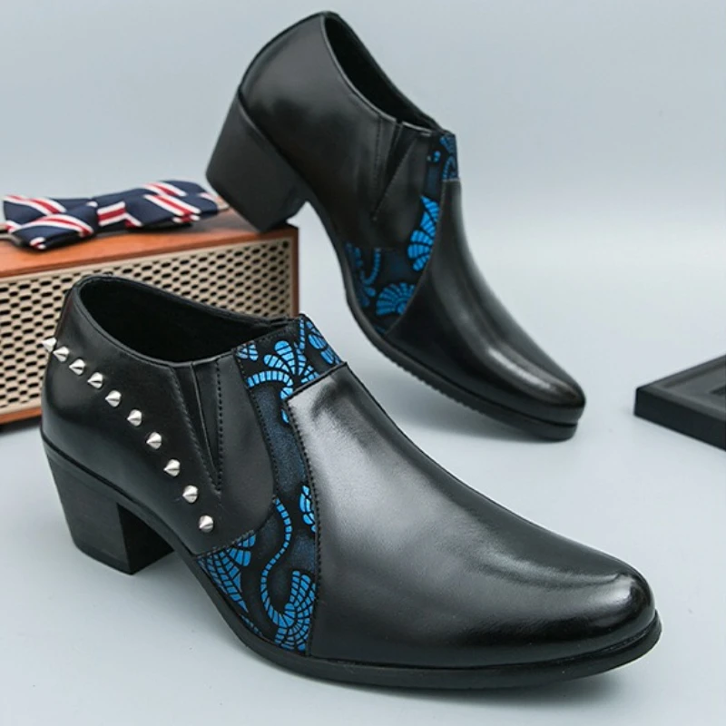 

Итальянская мужская официальная обувь на высоком каблуке с острым носком, свадебная обувь, роскошная блестящая деловая рабочая обувь, кожаная обувь в британском стиле
