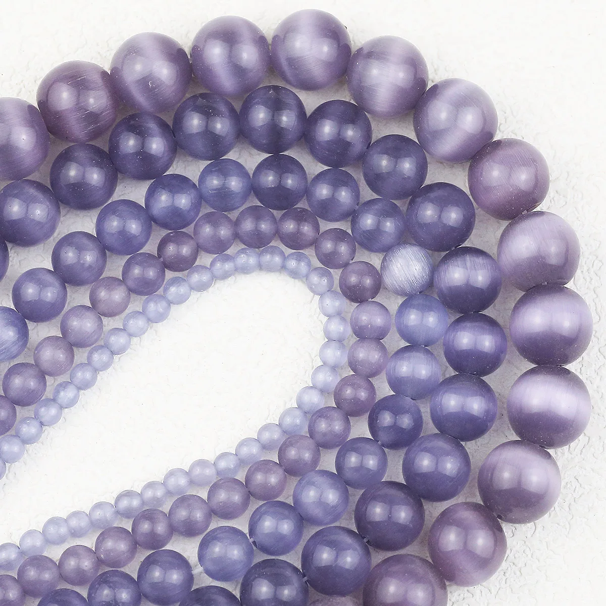 Light Violet Natural Round Cat's Eye Stone Loose Spacer Beads For Bracelet Necklace Jewelry Making DIY Accessories 4/6/8/10/12mm