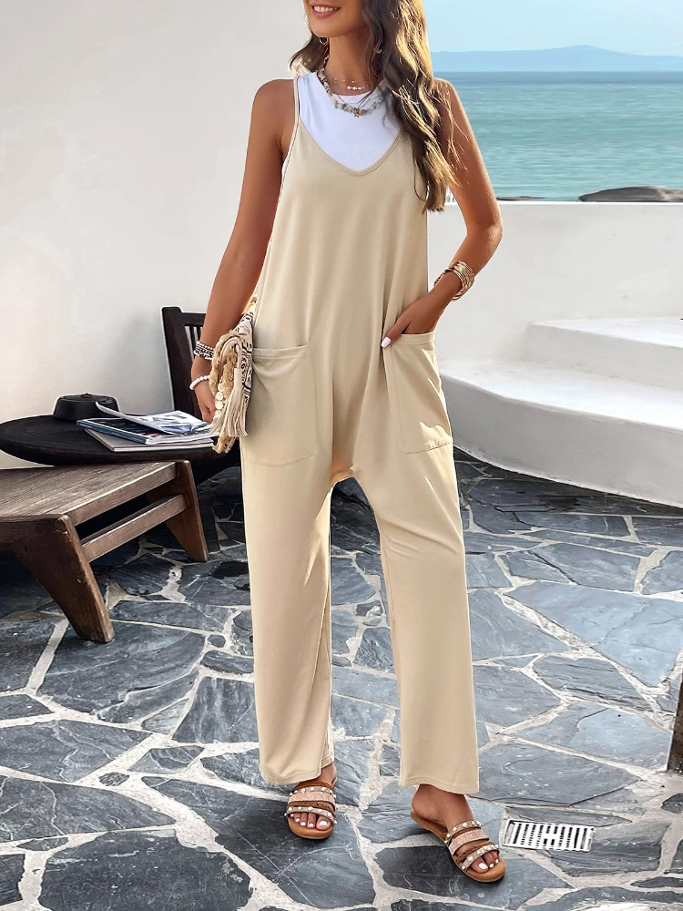 

New Spring Summer Women's Elegance Casual Loose Fit Jumpsuits Office Lady Traf Fashion Overall Jumpsuit Women Romper Bodysuit