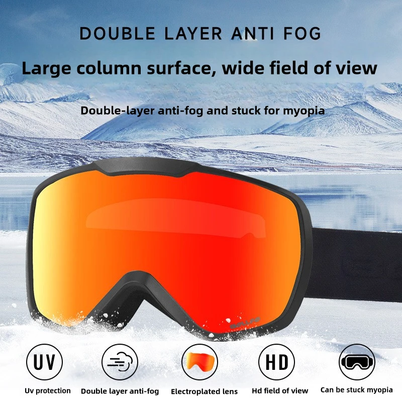 2025 New Winter Ski Goggles Double Layer Big Column Surface Anti-fog UV400 Men Women Ski Glasses Outdoor Snowmobile Skiing Mask