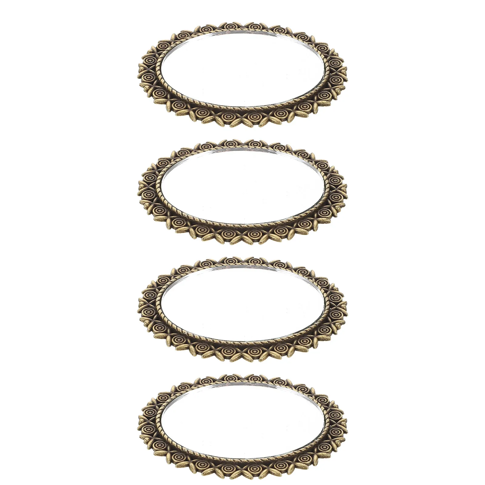 

4Pcs Ornate Vintage Miniature Mirror Set Dollhouse Decorations Ideal for Bedroom Bathroom Living Space Miniature Wall Mount