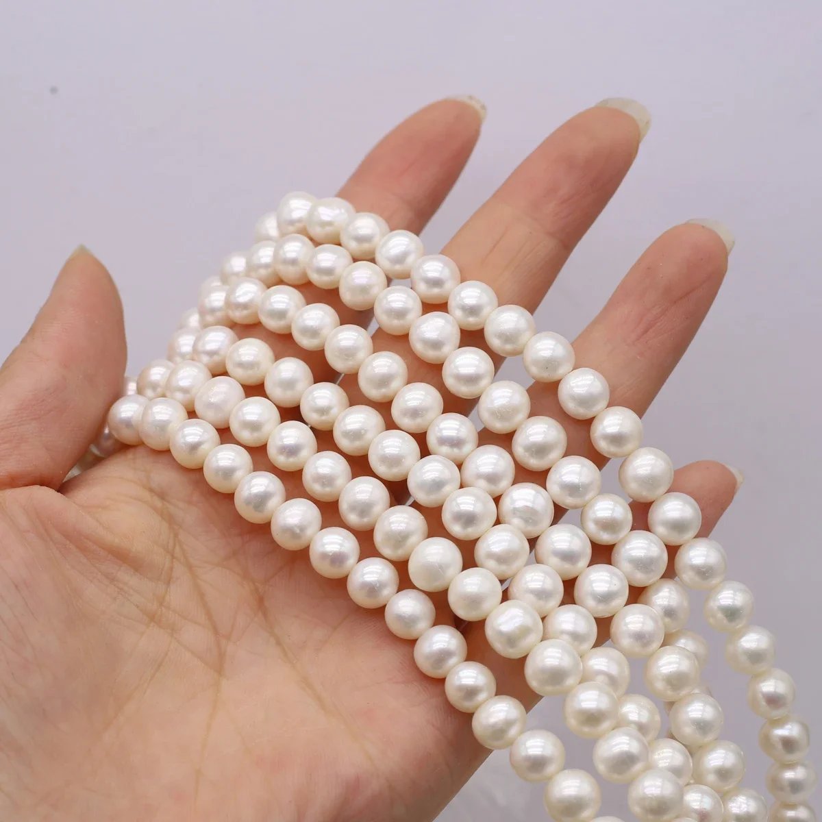 Natural Freshwater Pearls Nearly Round High-quality Mother of Pearl Beads Jewelry Making DIY Necklaces Bracelets Earrings