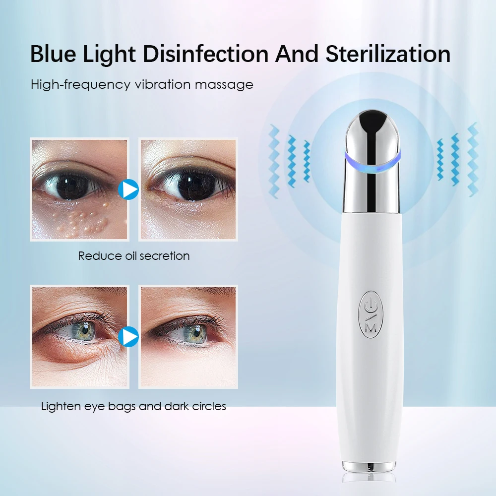 Electric Eye Massager Stick LED Photon Therapy Vibration Eye Massager Anti Wrinkle Eye Massage Pen Hot Compress Eye Beauty Devic