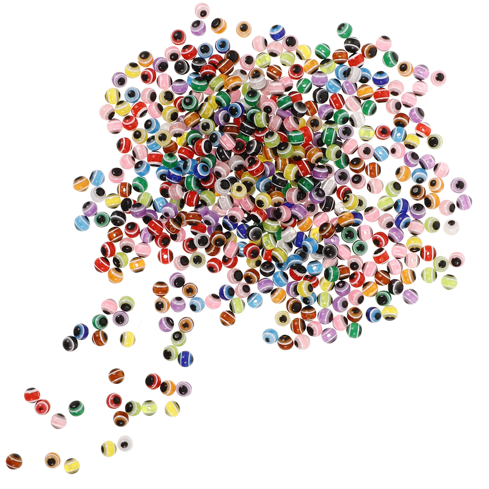 

500 Pcs Colored Beads Round Striped Resin Loose Beads for Jewelry Bracelet Necklace Craft Accessories DIY Materials