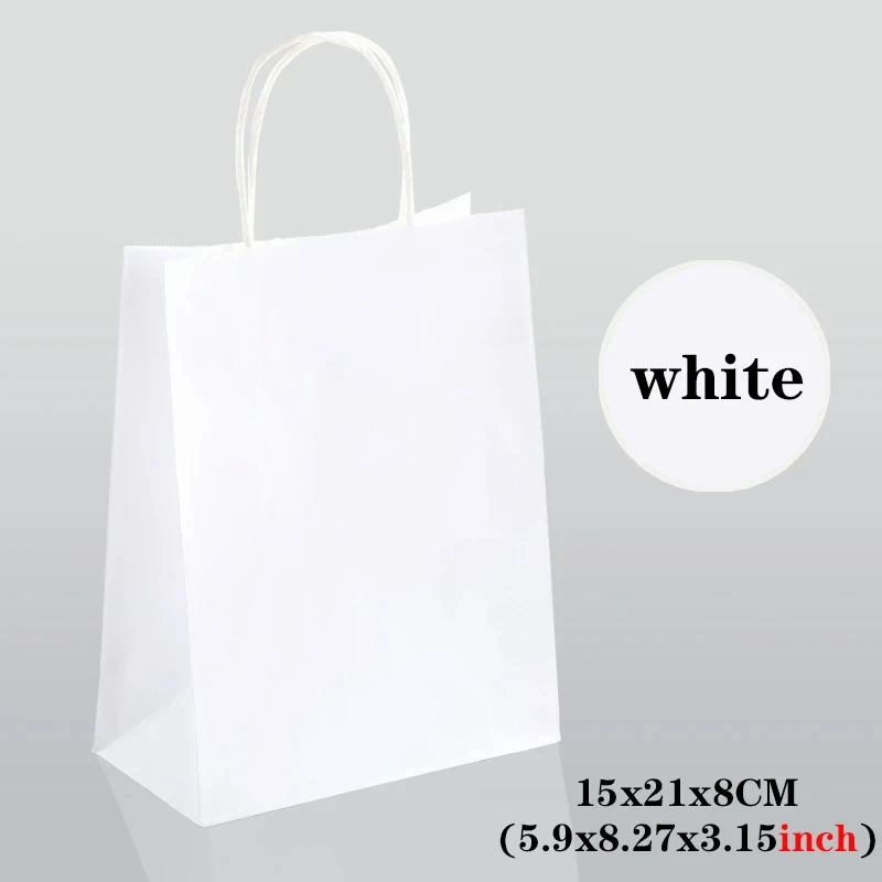 50PCS Party Gift Bags Recyclable Kraft Paper Shopping tote Bags for women Wedding Souvenir Gift Candy Bag Packaging hand bag