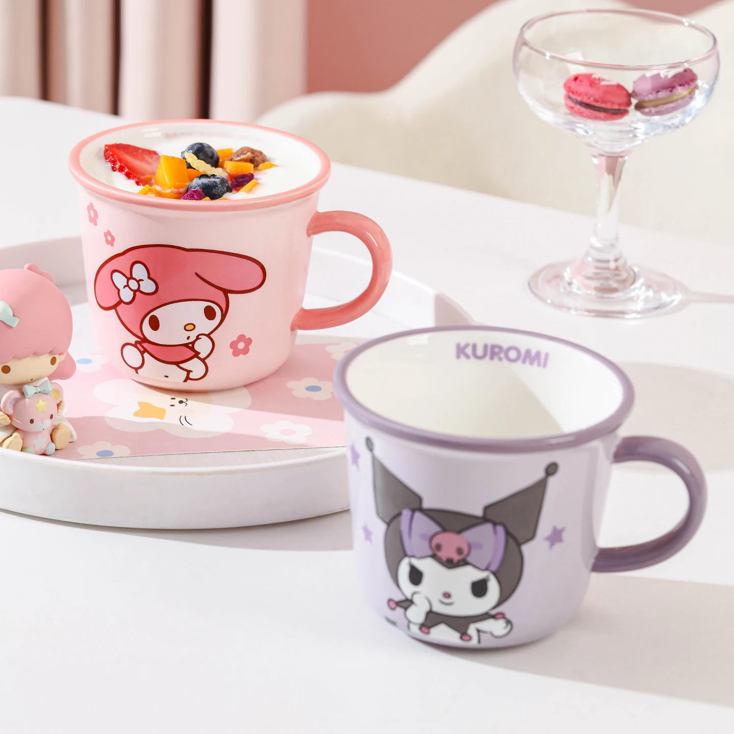 340Ml Cartoon Sanrio Hello Kitty My Melody Cinnamoroll Kuromi Ceramics Mug Pretty milk Cup kitchen supplies Child Birthday Gift