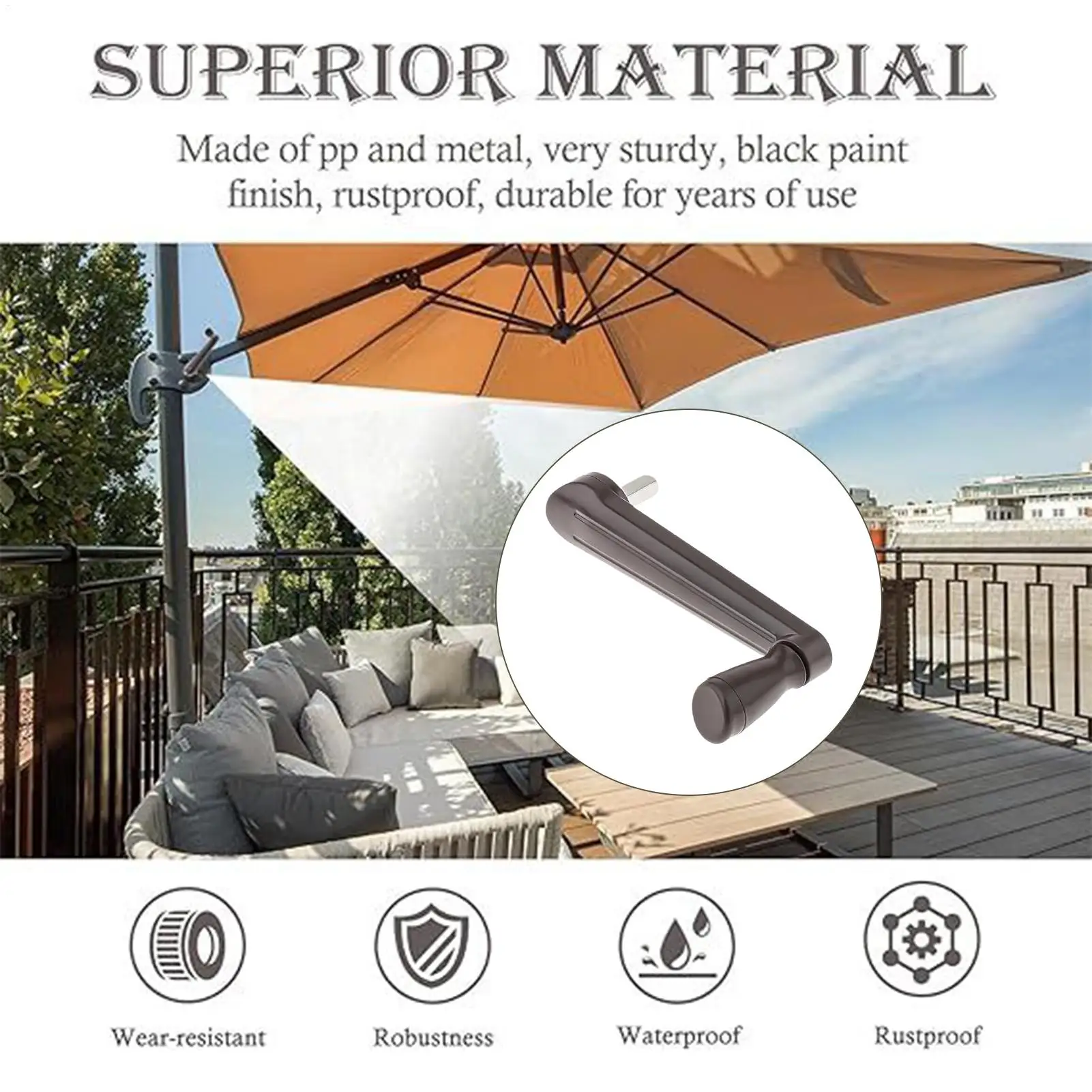 Patio Umbrella Replacement Parts Table Canopy Crank Handle durable Umbrella Shake Handle Umbrella Accessories Garden