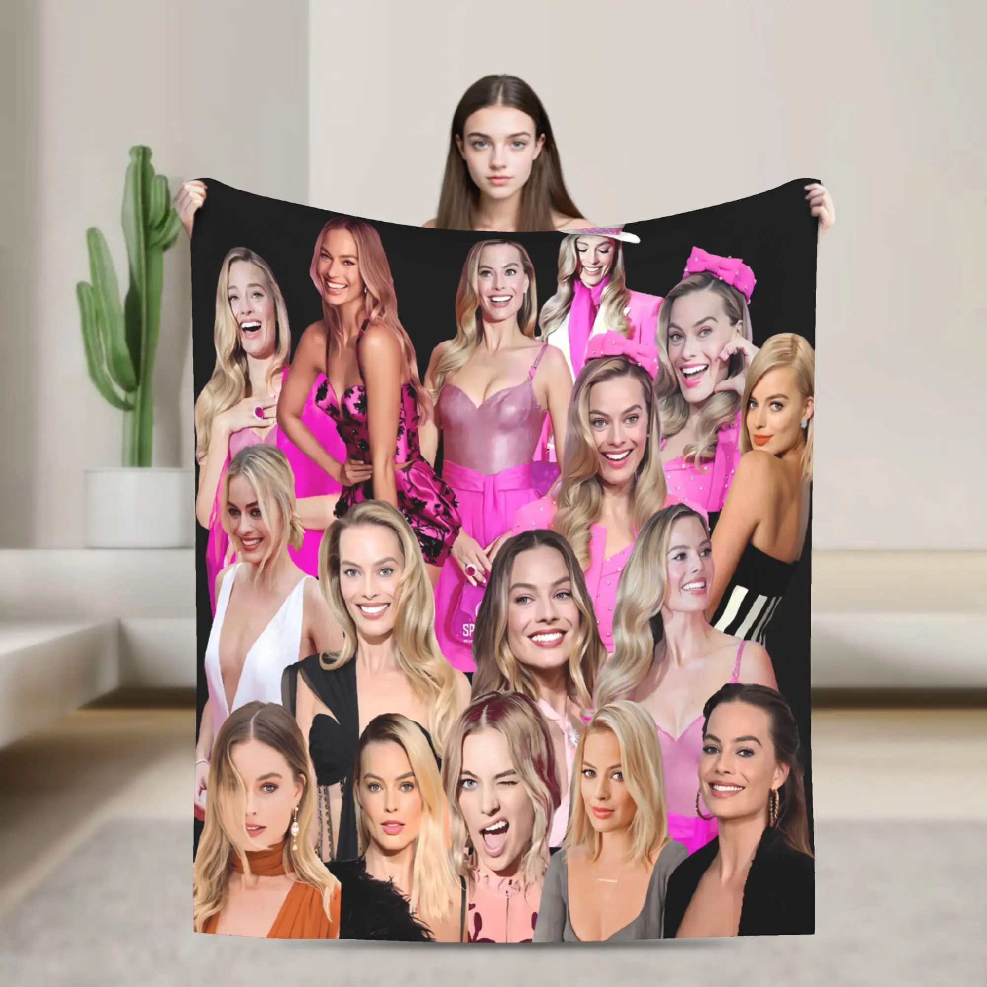 Barbenheimer Margot Robbie Pretty Actress Flannel Blankets Warm Soft Throw Blanket for Bedroom Office Bedspread Sofa Bed Cover