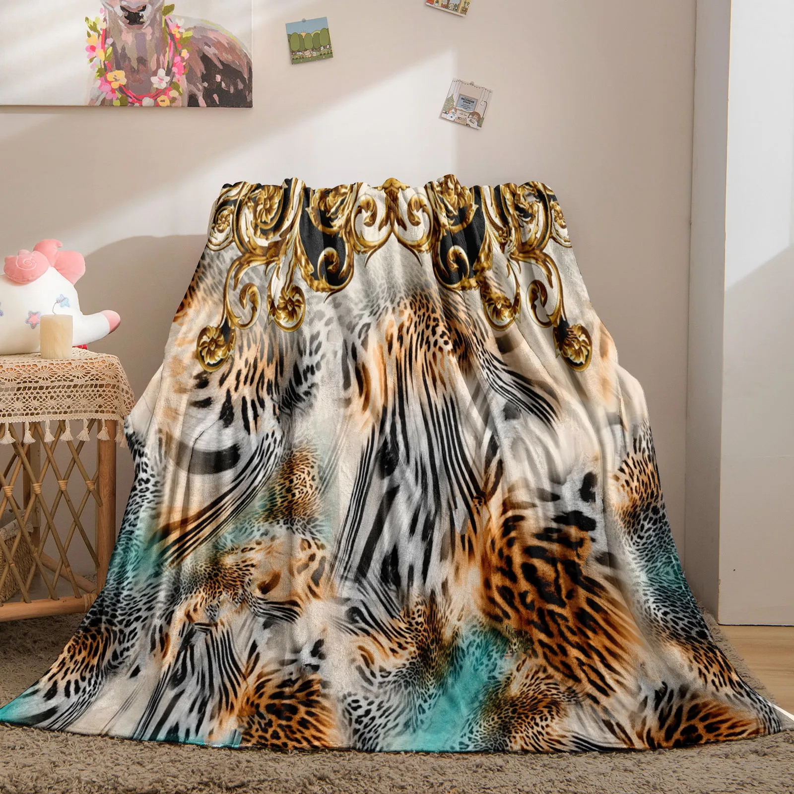 

Leopard Zebra Flannel Blanket Animal Throw Blanket Warm Booh Chic Bed Blanket Pastoral Style Blanket for Bed Sofa Dropshiper