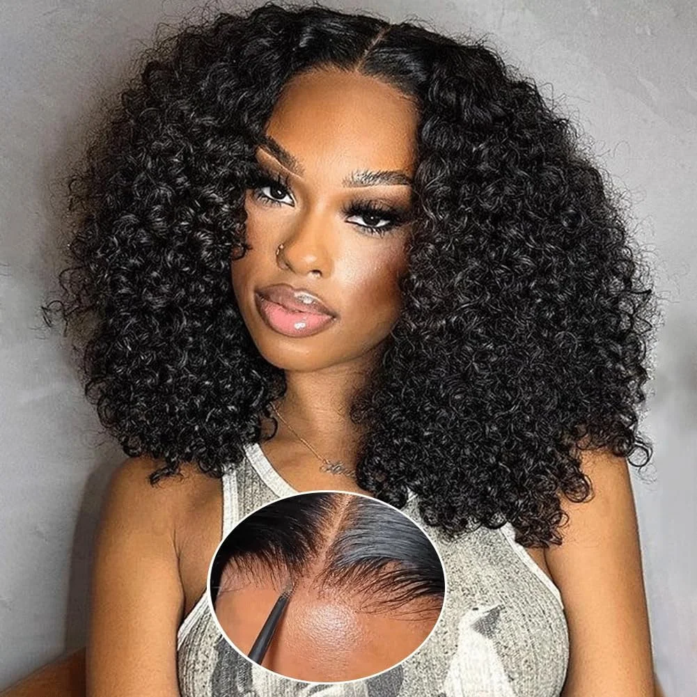 Roodbruin Wear Go Lijmloze Pruik SDD Afro Kinky Krullend Gekleurde Pruiken Menselijk Haar 6x4 Pre Cut Pre gebleekte Vetersluiting Pruik Geeta