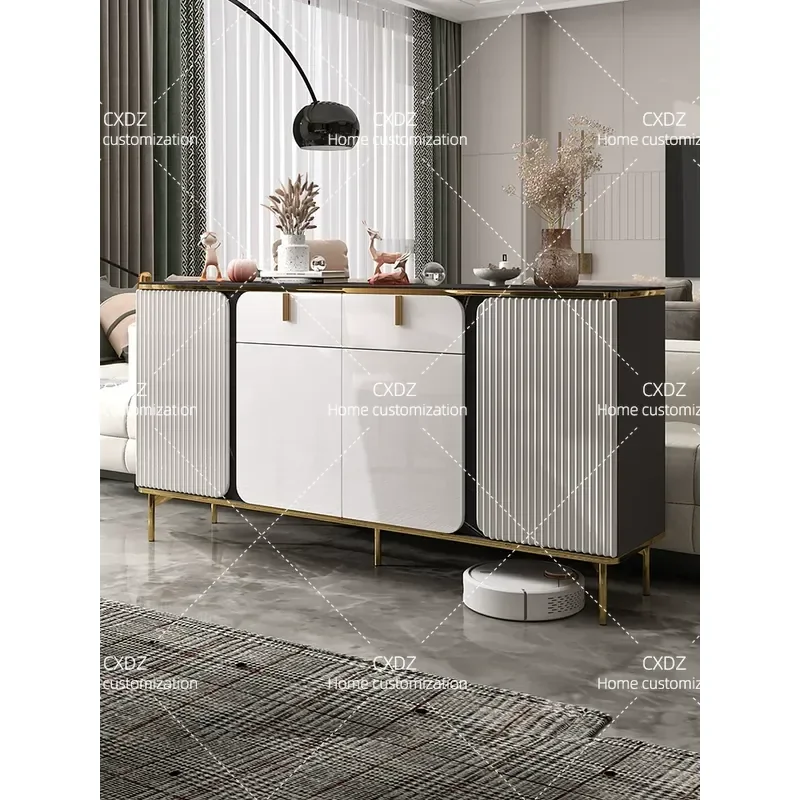Modern Minimalist Rock Slab Dining Side Cabinet High End Wall Mounted Secret Storage Unit Small Apartment Living Room Tea