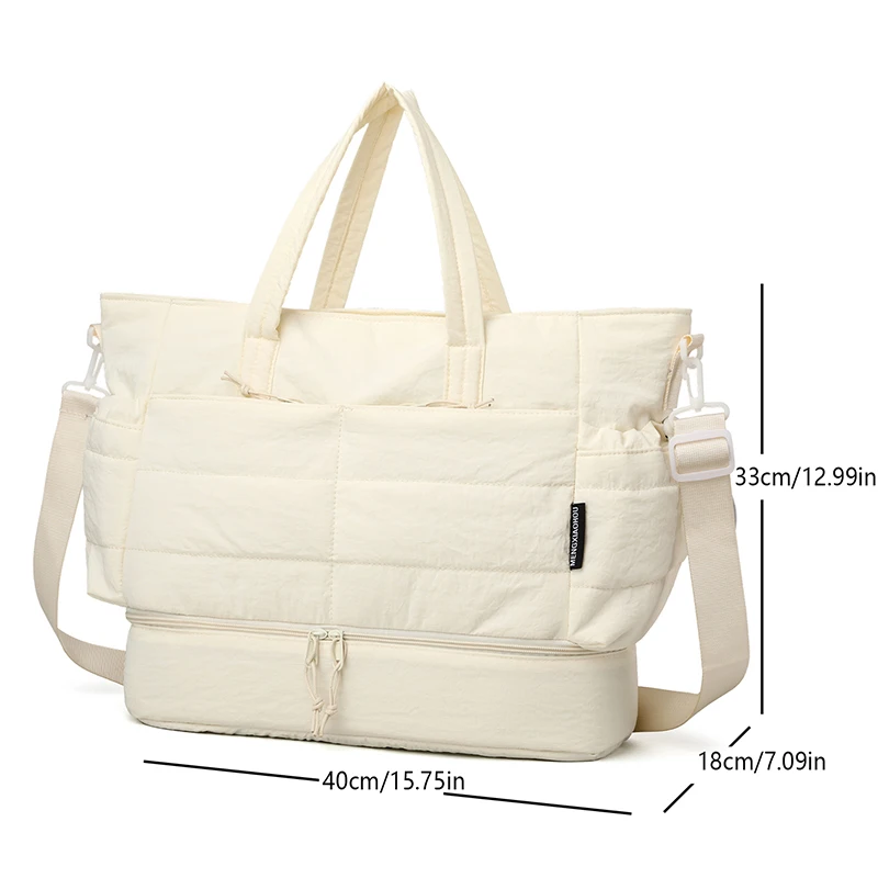 大型ジムフィットネスクロスボディショルダーバッグ、柔らかく軽量なトラベルラゲージ、ダッフルスポーツトレーニングトレッキングトートバッグ、シューズポケット付き