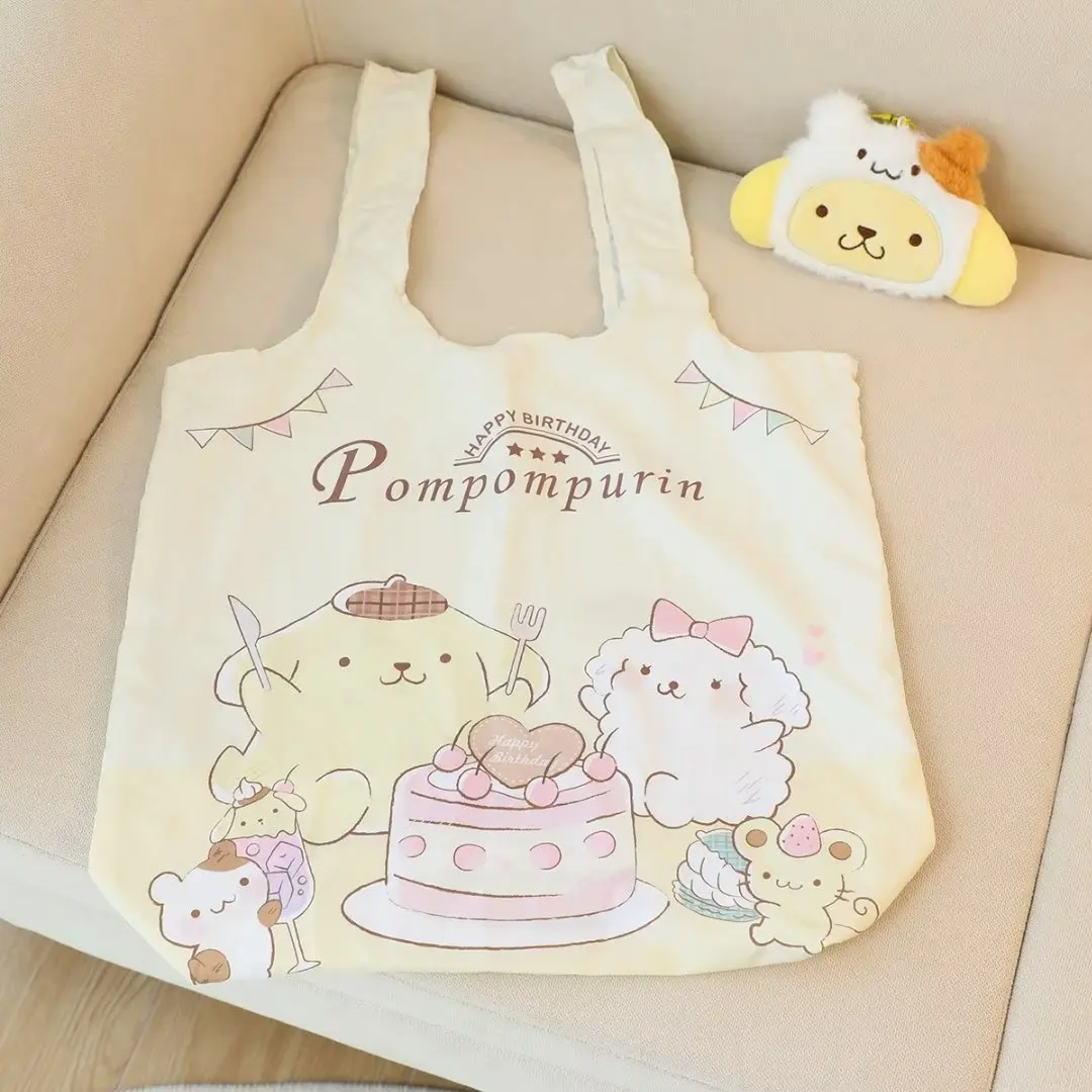 Porte-monnaie en peluche Sanurgente Melody, Kuromi, Cinnamoroll, Pachacco, pendentif en peluche, pompon au beurre, sac à provisions imprimé dessin animé