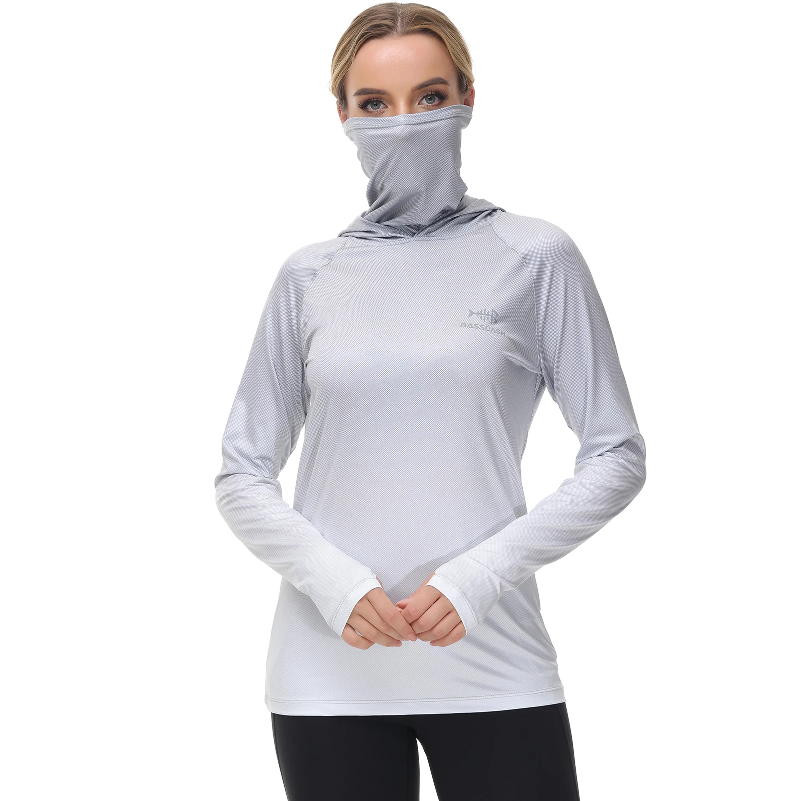 Bassdash Women Fishing Hoodie UPF 50+ Shirt With Face Mask Thumb Holes Hiking Biking Casual Wear Keep Dry Breathable FS23W