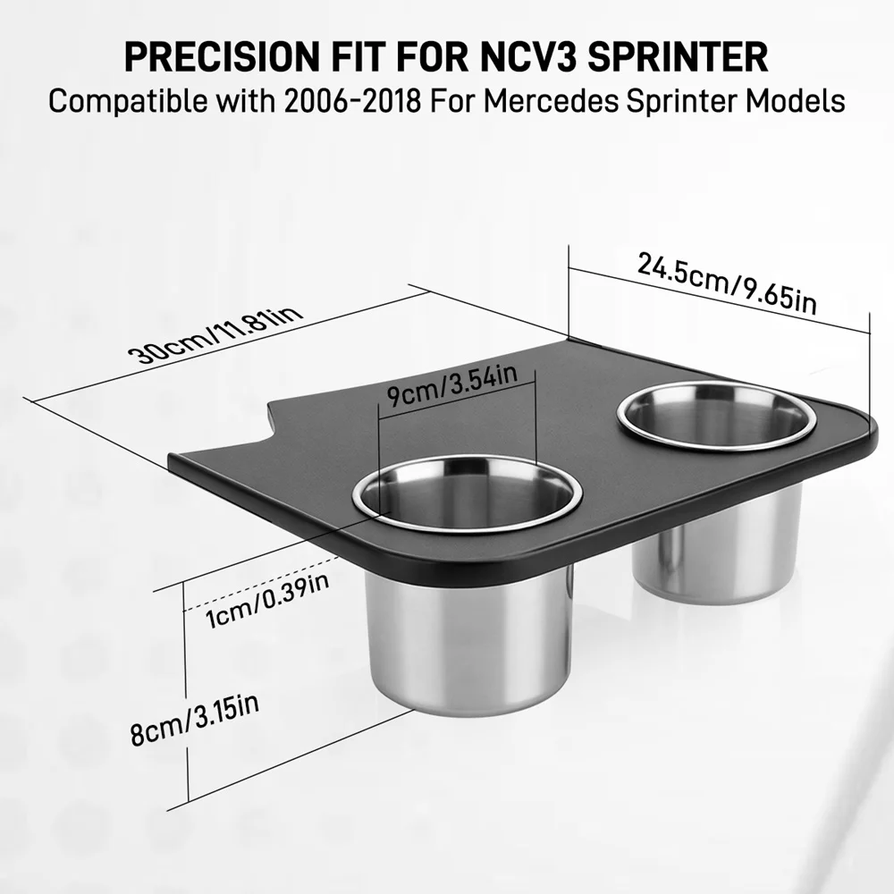 Double Cup Holder Snack Tray Table For Mercedes‑Benz Sprinter NCV3 2006‑2018 Car Interior Drink Food Storage Bracket