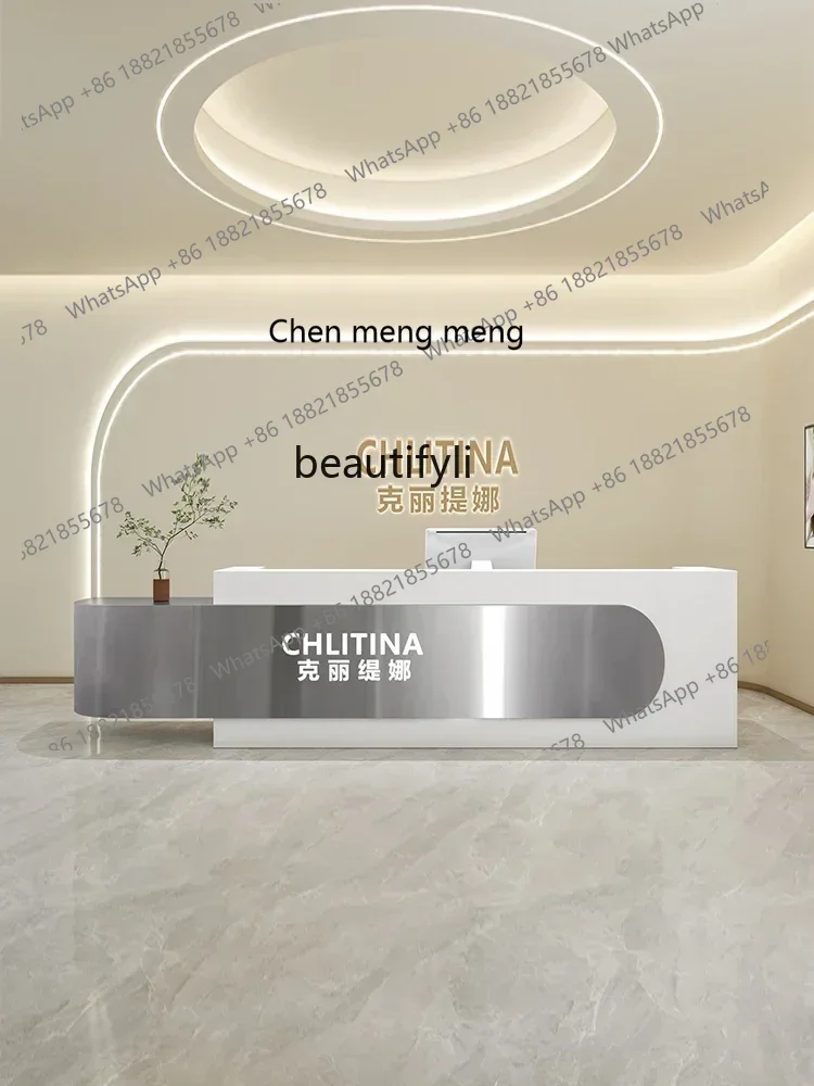 ss7486 SS new style Beauty Salon Barber Clothing Store Stainless Steel Cashier Bar Company Paint Front Desk Oral and Dental Rece