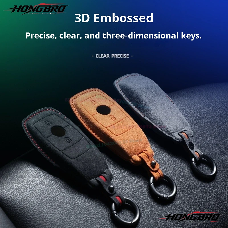 Car Key Fob Cover Holder Fit For C200L/C260L/GLC300L/E300L V206/V254/V214 Series Suede 3D Key Case Cover Shell Keychian