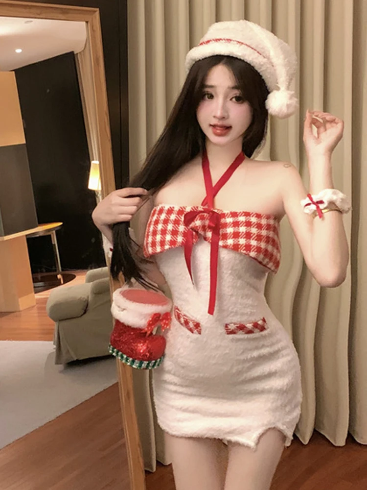 

Сексуальная ретро-чистое желание, милая пушистая клетчатая висячая юбка Ne Dr, привлекательная облегающая юбка с запахом для девочек, зимнее платье