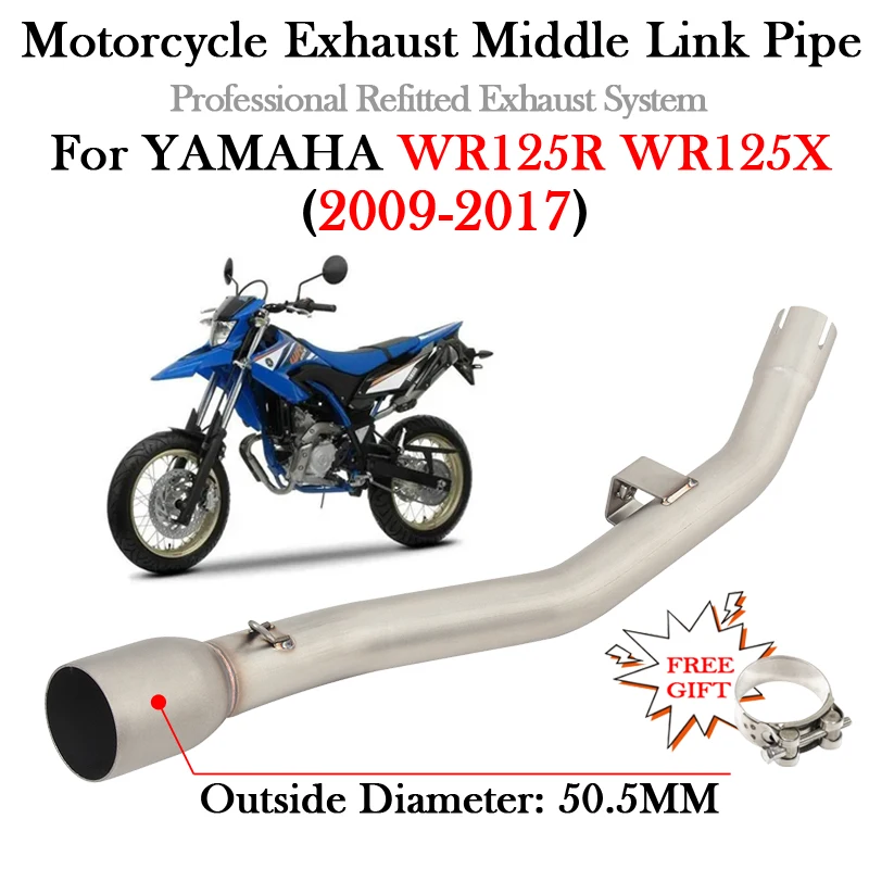 Slip On For YAMAHA WR125R WR125X WR 125R 125X 2009 - 2016 2017 Motorcycle Exhaust Modify 51MM Middle Link Pipe Escape Moto Tube