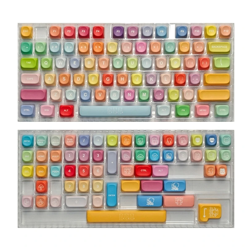 

Q22A Full Set 132Key PBT Keycaps 5 Sideds Sublimations Printing MOA Height For Mechanical Gaming Keyboards